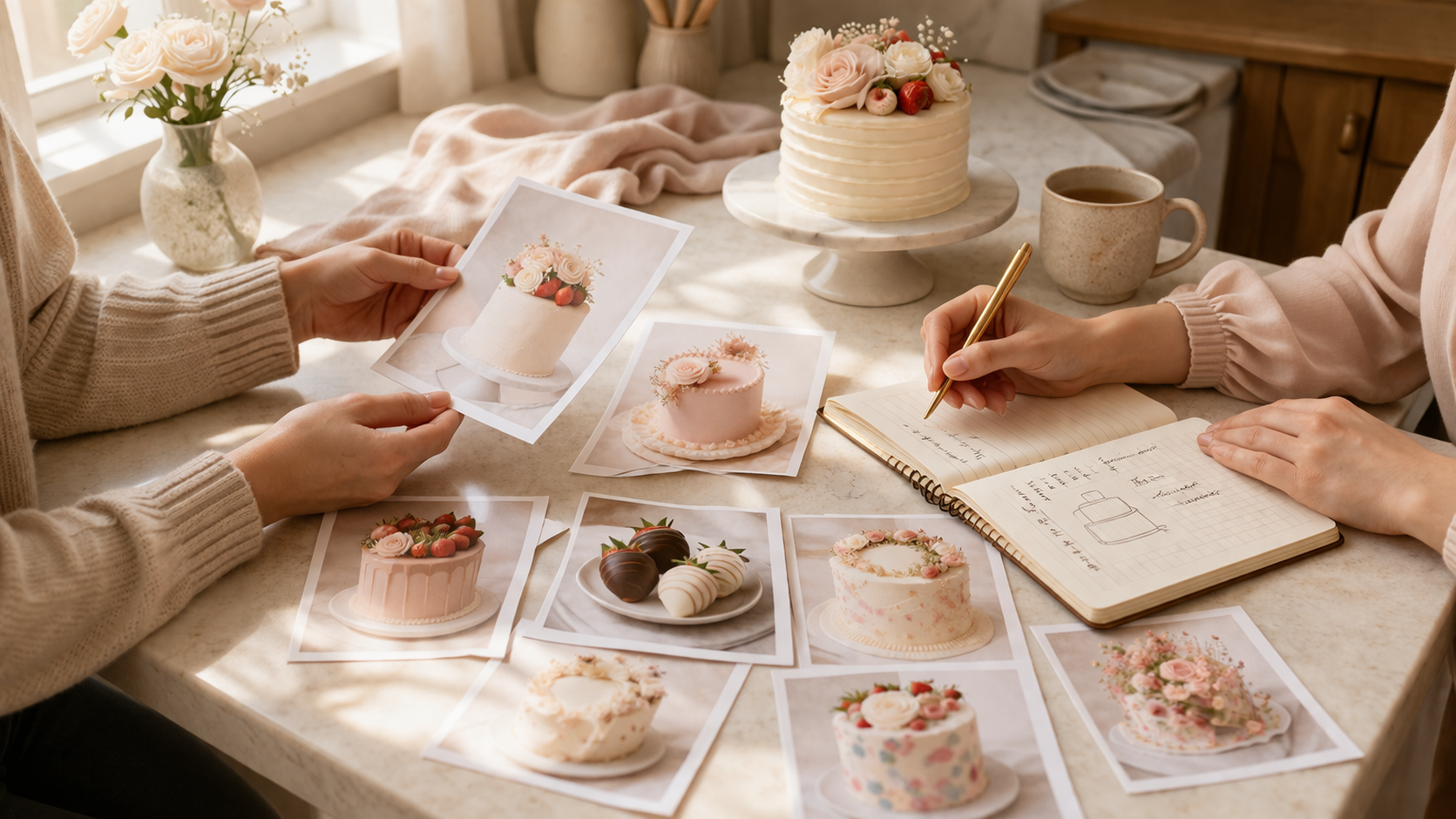 Обсуждение заказа торта с кондитером — эскиз дизайна, референсы, выбор начинки